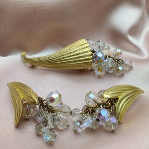 Vintage Thanksgiving Jewelry Brooch Earrings